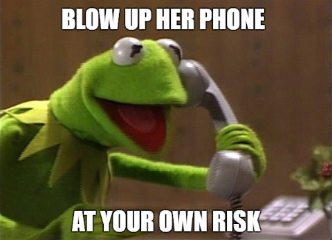 kermit calling meme blowing up her phone