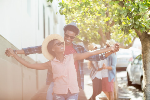 black couple having fun