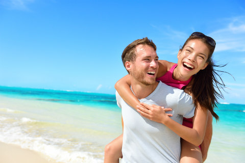 couple having fun on the beach