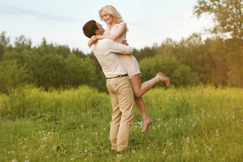 happy couple in nature